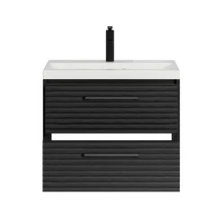 Badplaats Badkamermeubel Set Etna 01 60 cm – Mat Zwart – Hangend Wastafelmeubel Hot