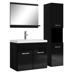 Badplaats Badkamermeubel Set Montreal 60 x 35 cm - Zwart Hoogglans - Badmeubel Outlet