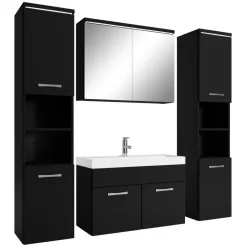 Badplaats Badkamermeubel Set Paso XL 80 cm - Mat Zwart - Badmeubel met Hot