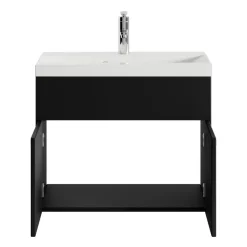 Badplaats Badkamermeubel Montreal 60 x 35 cm – Zwart Hoogglans – Wastafel met Outlet