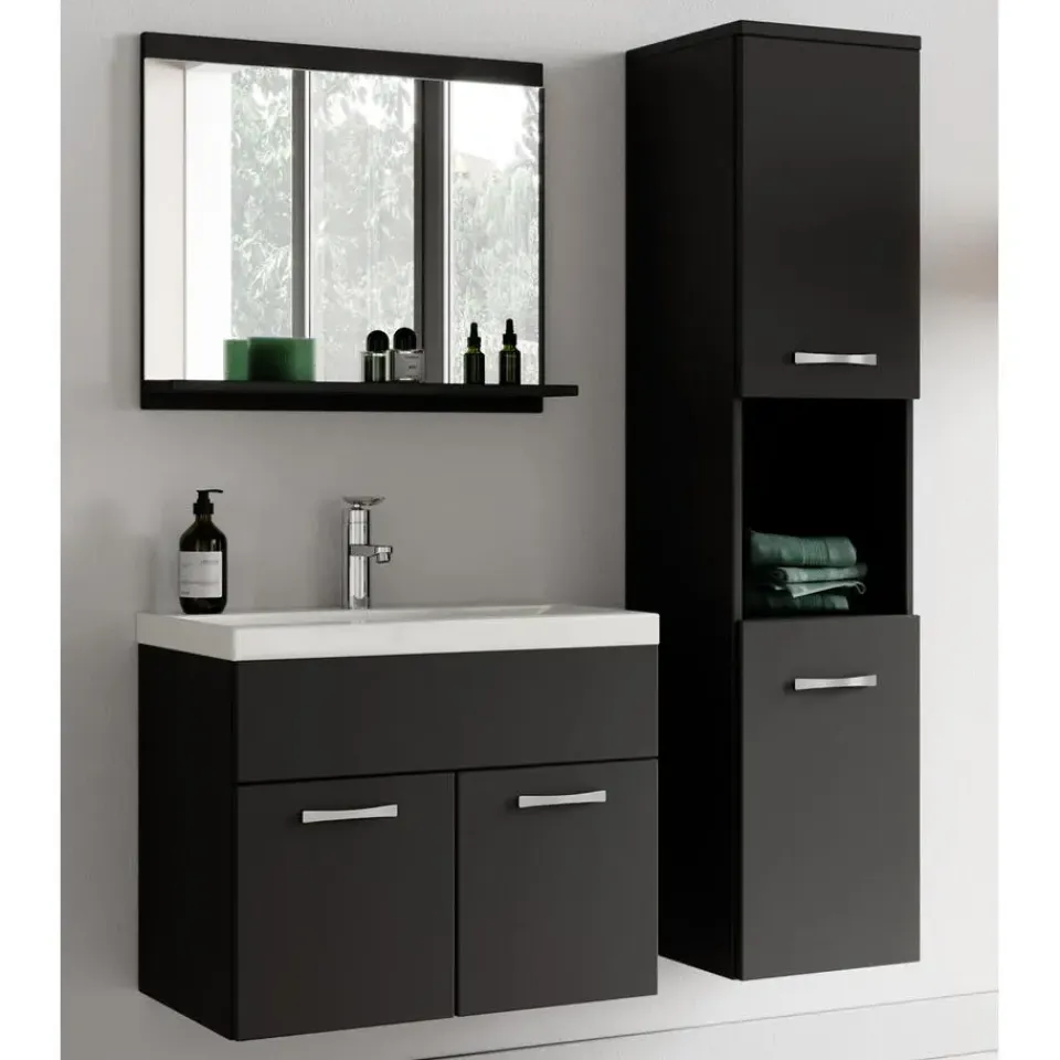 Badplaats Badkamermeubel Set Montreal 60 x 35 cm - Mat zwart - Badmeubel met