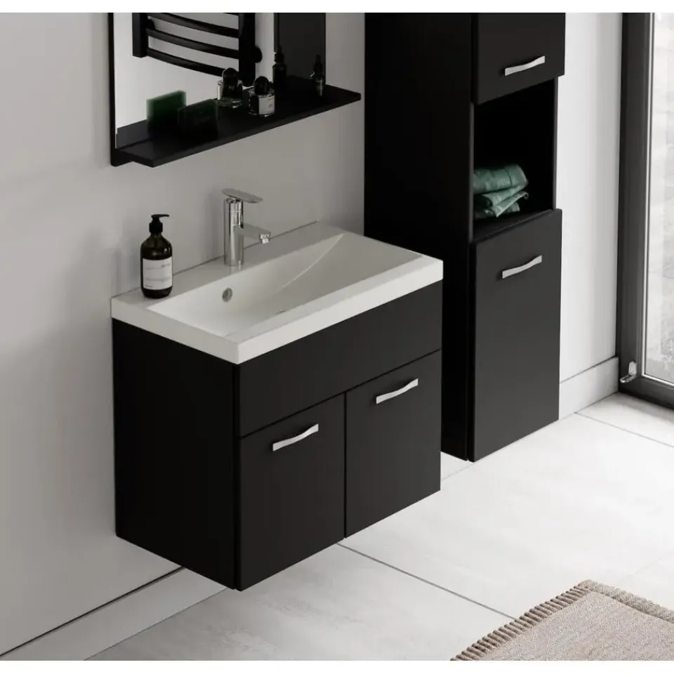 Badplaats Badkamermeubel Set Montreal 60 x 35 cm - Mat zwart - Badmeubel met