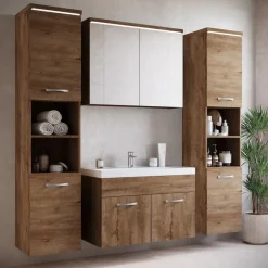 Badplaats Badkamermeubel Set Paso XL 80 x 40 cm - Bruin Eiken - Badmeubel met Hot