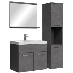 Badplaats Badkamermeubel Set Montreal 60 x 35 cm - Grijs - Badmeubel met spiegel New
