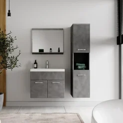 Badplaats Badkamermeubel Set Montreal 60 x 35 cm - Grijs - Badmeubel met spiegel New