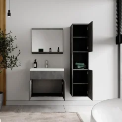 Badplaats Badkamermeubel Set Montreal 60 x 35 cm - Grijs - Badmeubel met spiegel New