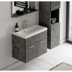 Badplaats Badkamermeubel Set Montreal 60 x 35 cm - Grijs - Badmeubel met spiegel New