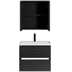 Badplaats Badkamermeubel Set Etna 01 60 cm – Mat Zwart – Hangend Wastafelmeubel Clearance