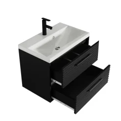 Badplaats Badkamermeubel Set Etna 01 60 cm – Mat Zwart – Hangend Wastafelmeubel Clearance