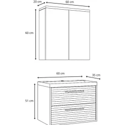 Badplaats Badkamermeubel Set Etna 01 60 cm – Mat Zwart – Hangend Wastafelmeubel Clearance