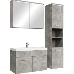 Badplaats Badkamermeubel Set Paso 80 x 40 cm - Beton Grijs - Badmeubel met Best