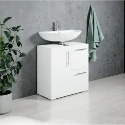 Badplaats Wastafel Onderkast Mars 60 x 30 x 60 cm - Wit - Badkamerkast – Staand Sale