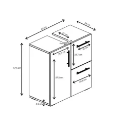 Badplaats Wastafel Onderkast Mars 60 x 30 x 60 cm - Zwart - Badkamerkast – Clearance