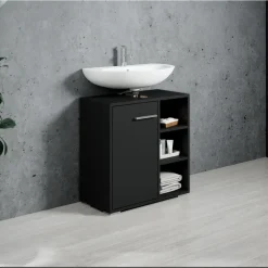 Badplaats Wastafel Onderkast Neptunus 60 x 28 x 60 cm - Zwart - Badkamerkast – New