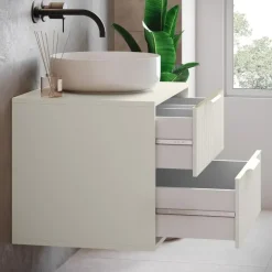 Badplaats Wastafelkast Rimini 80 cm – Beige – Hangend Badmeubel met 2 Lades en Online