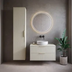 Badplaats Wastafelkast Rimini 80 cm – Beige – Hangend Badmeubel met 2 Lades en Online