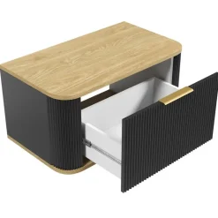 Badplaats Wastafelkast Romero 80 cm - Zwart - Badmeubel met 1 Lade en Bovenblad New