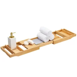 ACAZA Badplank met Boekenhouder – Uitschuifbare Bad Brug – 75 tot 109 cm Breed Outlet