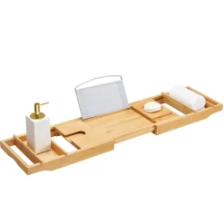 ACAZA Badplank met Boekenhouder – Uitschuifbare Bad Brug – 75 tot 109 cm Breed Outlet