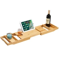 ACAZA Badplank met Boekenhouder – Uitschuifbare Bad Brug – 75 tot 109 cm Breed Outlet