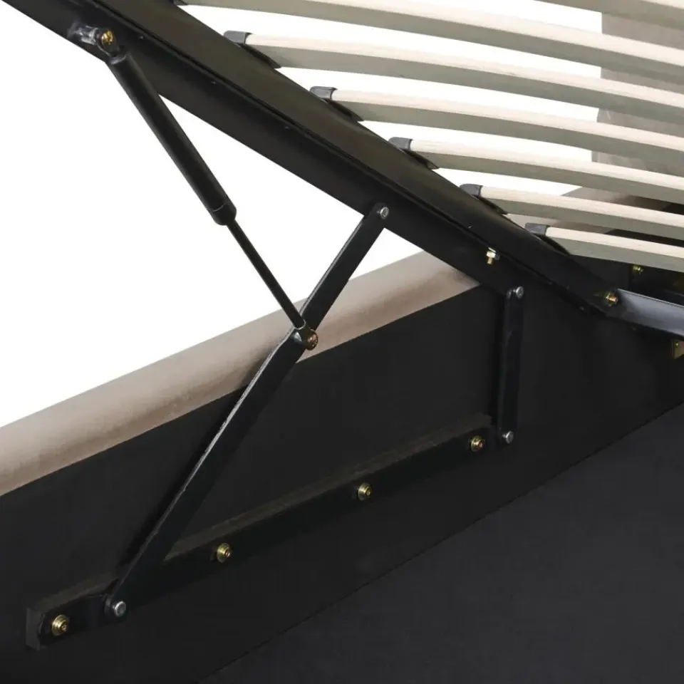 Beliani BAJONNA - Bed met opbergruimte - Beige - 160 x 200 cm - Fluweel Online