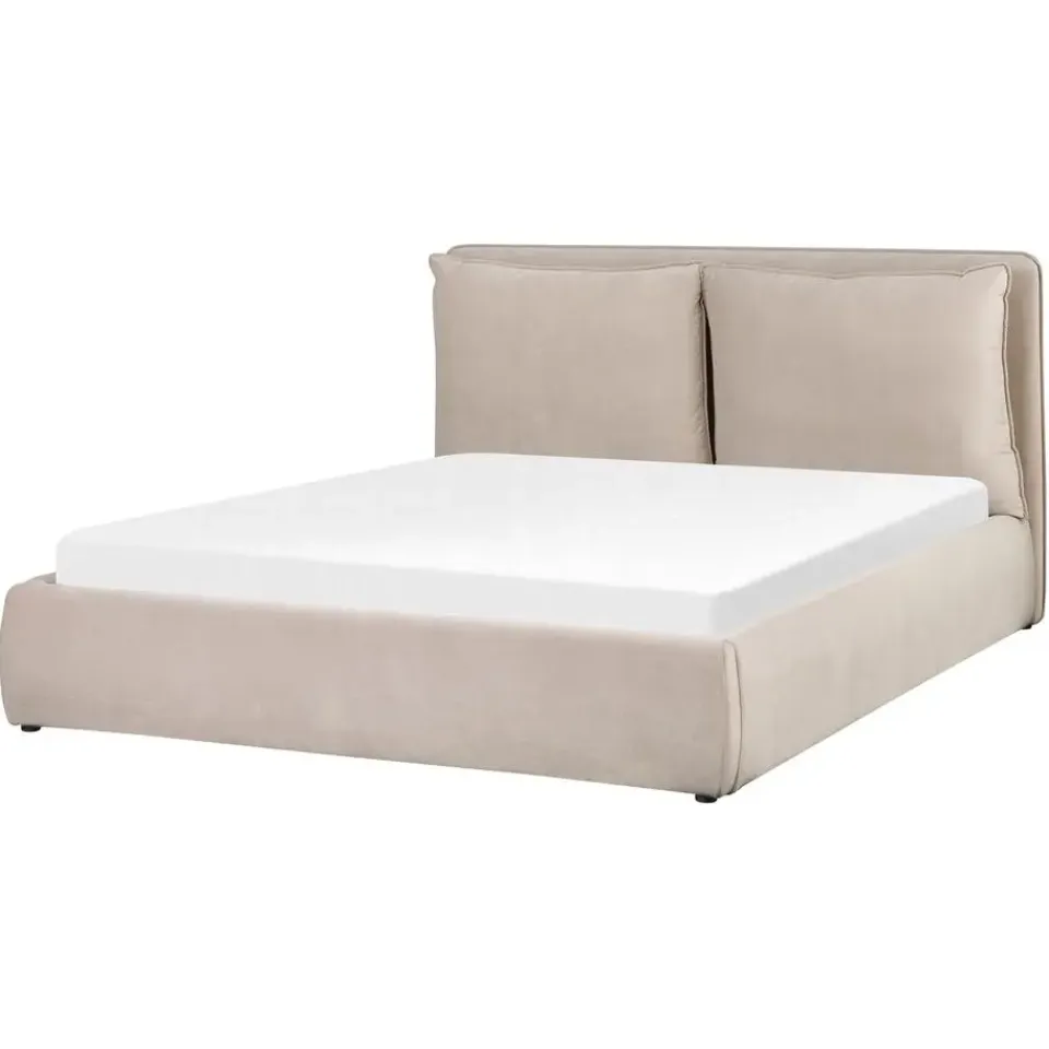 Beliani BAJONNA - Bed met opbergruimte - Beige - 160 x 200 cm - Fluweel Online