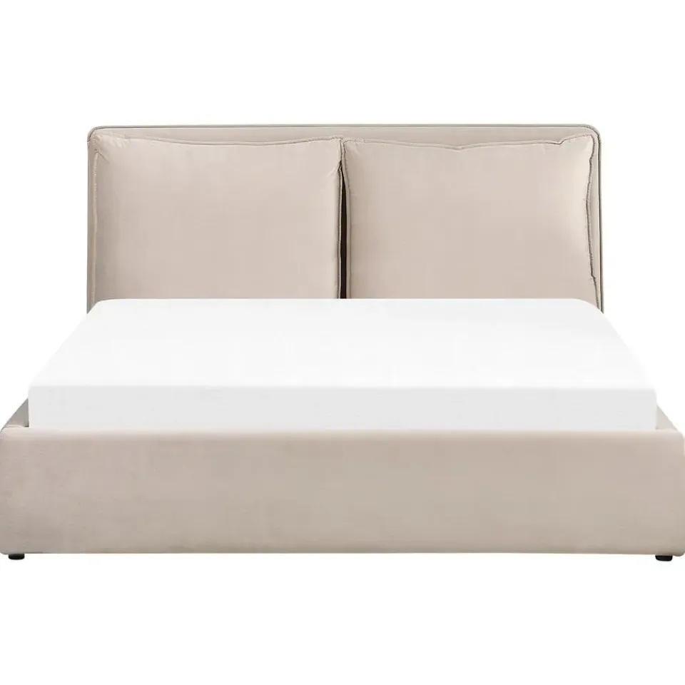 Beliani BAJONNA - Bed met opbergruimte - Beige - 160 x 200 cm - Fluweel Online