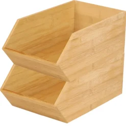 Bambou & Co Stapelbare opbergmand 1 vaks - 18x31x12 cm - bamboe New