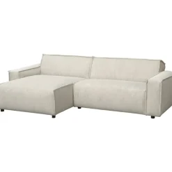 Leen Bakker Bank Brooklyn met chaise longue links - Soop - crème Online