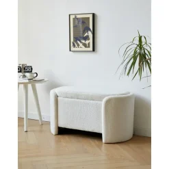 Nordlys Bank met opbergruimte in witte lussen Outlet