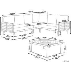 Beliani BARATTI - Loungeset voor 4 - Lichte houtkleur/Beige - Acaciahout