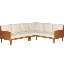 Beliani BARATTI - Loungeset voor 4 - Lichte houtkleur/Beige - Acaciahout