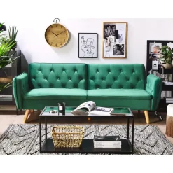 Beliani BARDU - Slaapbank 2-zits - Groen - Fluweel Hot