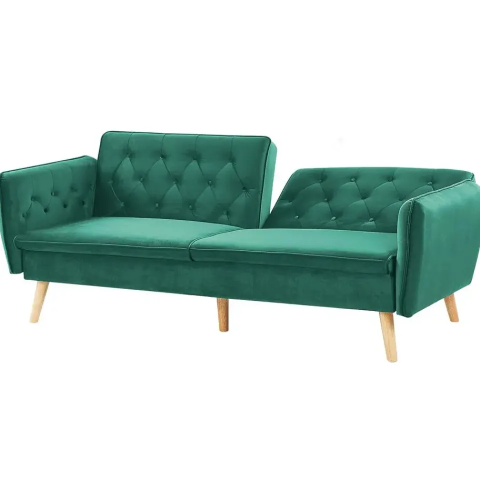 Beliani BARDU - Slaapbank 2-zits - Groen - Fluweel Hot