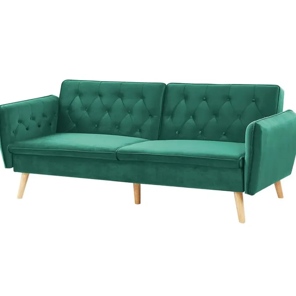 Beliani BARDU - Slaapbank 2-zits - Groen - Fluweel Hot