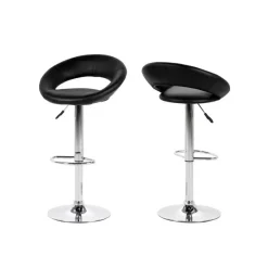 Giga Living Barkruk - Zwart PU leer - Zithoogte 79cm - Trana - Set van 2 Online