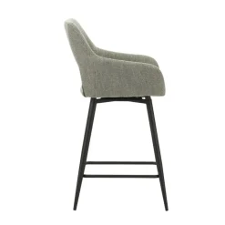 Dimehouse Barkruk Skye draaibaar met armleuning groen - Zithoogte 66,50 cm - Stof - Groen New