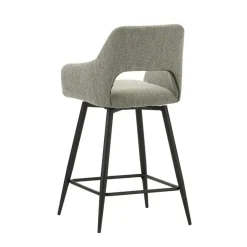 Dimehouse Barkruk Skye draaibaar met armleuning groen - Zithoogte 66,50 cm - Stof - Groen New