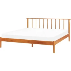 Beliani BARRET II - Tweepersoonsbed - Lichtbruin - 160 x 200 cm - Dennenhout Best