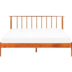 Beliani BARRET II - Tweepersoonsbed - Lichtbruin - 160 x 200 cm - Dennenhout Best