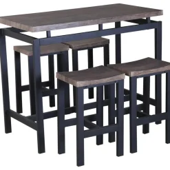 Poldimar Barset Mesin 120x60 met 4 barkrukken - bruin/zwart Clearance