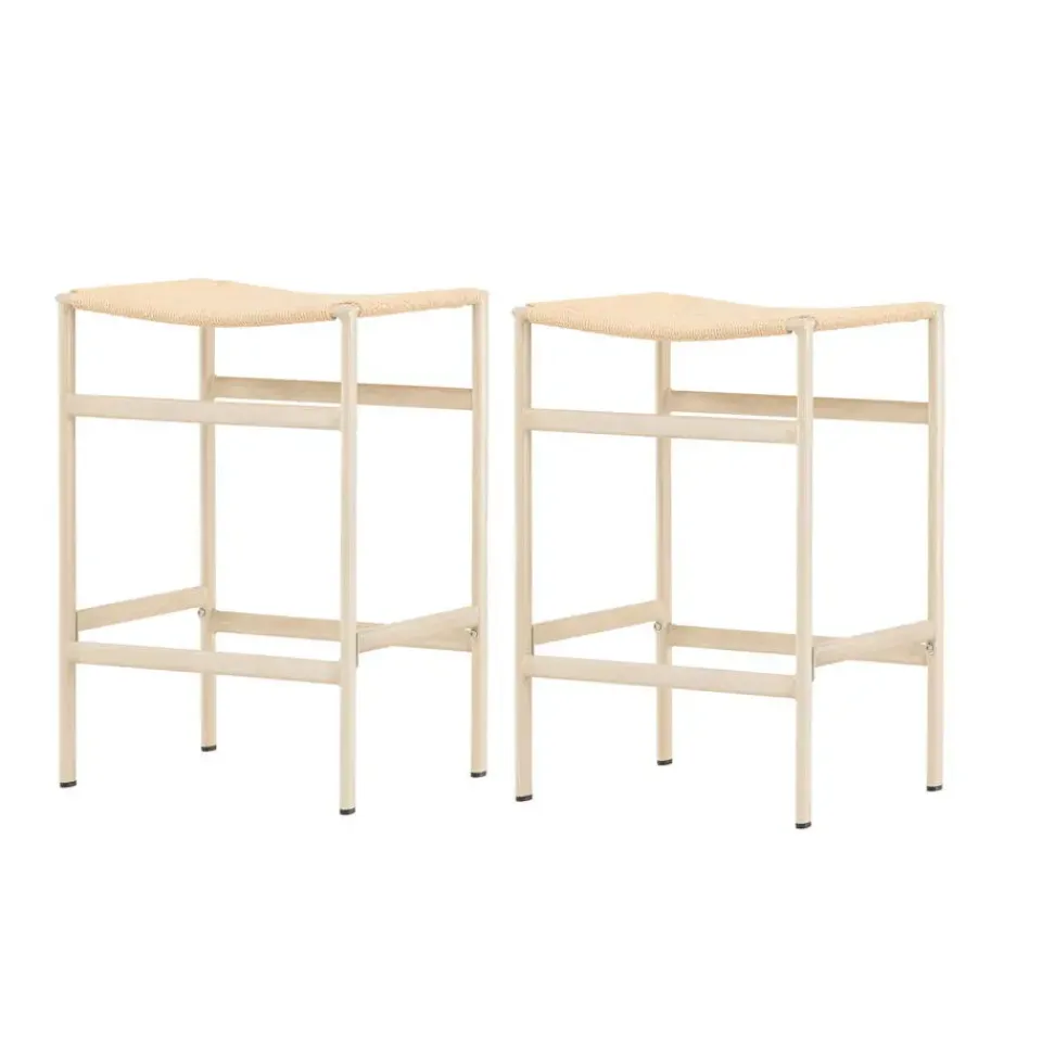 Fjôrd Barstoel Beige Touw - Polly - Set van 2 Outlet