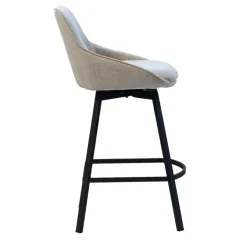 Giga Meubel Barstoel Stof Beige - Zithoogte 65cm - 50x49x89cm - Roos - Set van 2 Sale