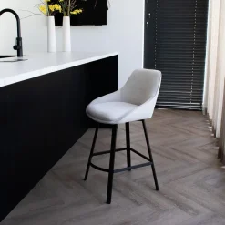 Giga Meubel Barstoel Stof Beige - Zithoogte 65cm - 50x49x89cm - Roos - Set van 2 Sale