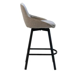 Giga Meubel Barstoel Stof Taupe - Zithoogte 65cm - 50x49x89cm - Roos - Set van 2 Discount