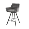 Giga Living Barstoel Velvet Antraciet - Metaal - Draaibaar - 57x53x96cm - Set van 2 Clearance