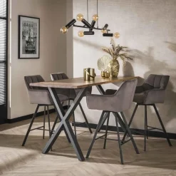 Giga Living Barstoel Velvet Antraciet - Metaal - Draaibaar - 57x53x96cm - Set van 2 Clearance