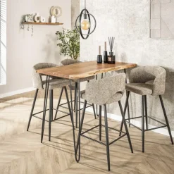 Giga Living Bartafel Hout 130cm - Boomstamtafel - Metalen Frame New
