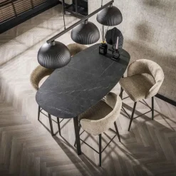 Giga Living Bartafel Keramieklook - 140x75x92cm - Deens Ovaal Outlet