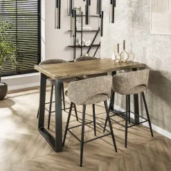 Giga Living Bartafel Mangohout Licht - 135x70x92cm - Trapeziumpoten Sale